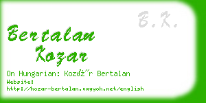 bertalan kozar business card